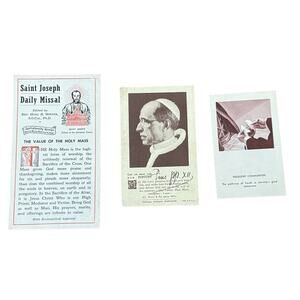 VTG Pope Pius XII Prayer Card St Joseph Missal Frequent Communion Catholic